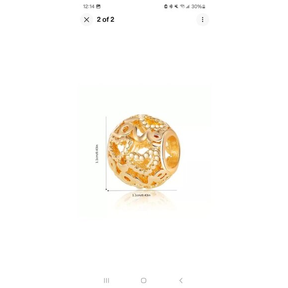 Silver Gray Hollowed Out Love Bead DIY Jewelry New - Picture 3 of 3